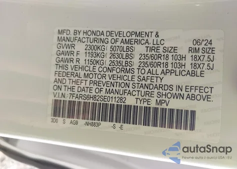 2025 Honda Cr-V Hybrid Sport-L из США, поврежденный, VIN 7FARS6H82SE011282